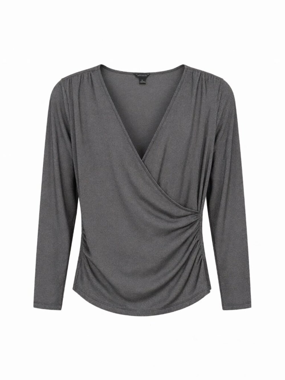 Ann Taylor Gray Women's Metallic Wrap Top M
